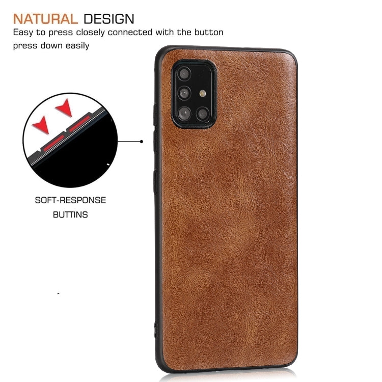 For Samsung Galaxy A51 Crazy Horse Textured Calfskin PU+PC+TPU Case