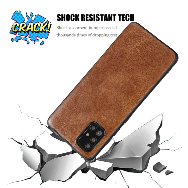 For Samsung Galaxy A51 Crazy Horse Textured Calfskin PU+PC+TPU Case