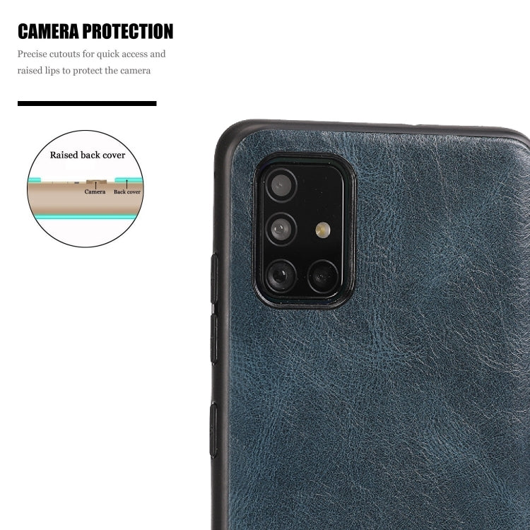 For Samsung Galaxy A51 Crazy Horse Textured Calfskin PU+PC+TPU Case