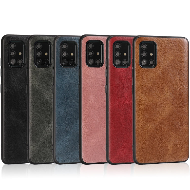 For Samsung Galaxy A51 Crazy Horse Textured Calfskin PU+PC+TPU Case