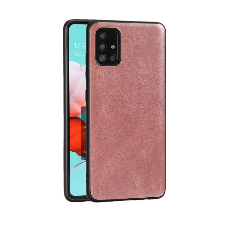 For Samsung Galaxy A51 Crazy Horse Textured Calfskin PU+PC+TPU Case