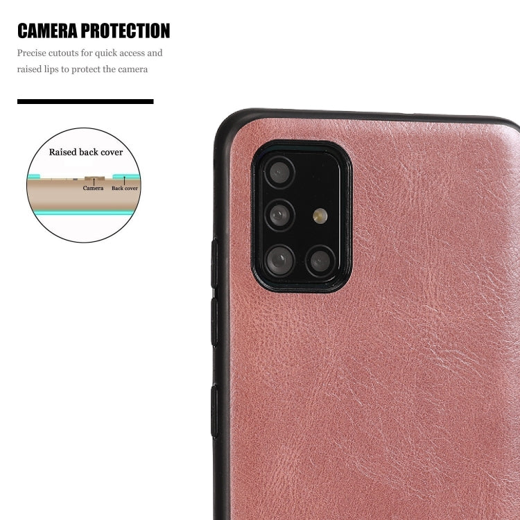 For Samsung Galaxy A51 Crazy Horse Textured Calfskin PU+PC+TPU Case
