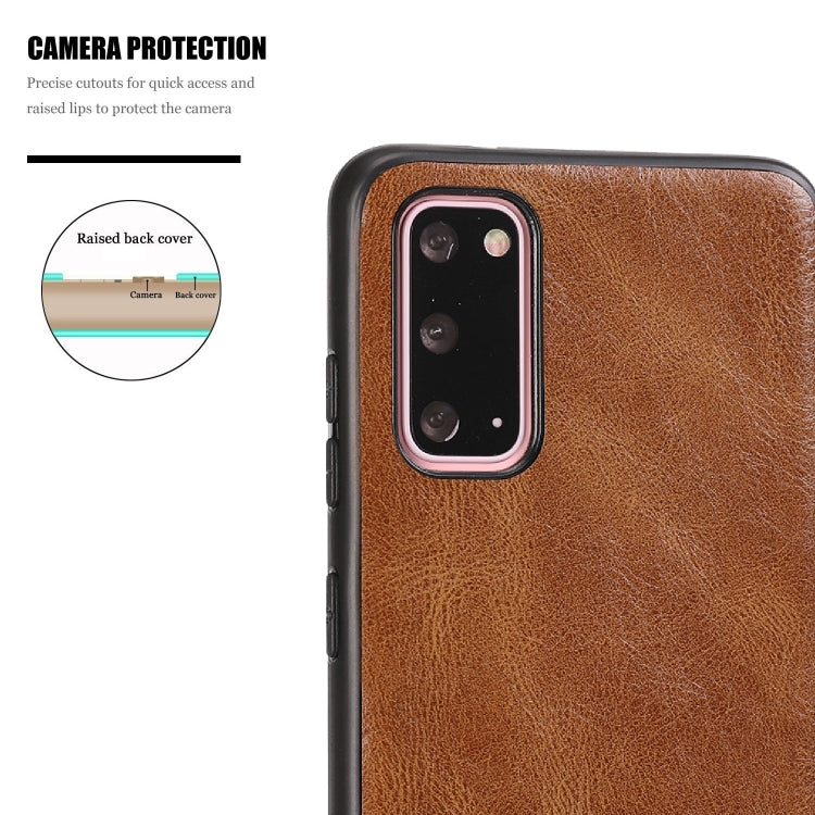 For Samsung Galaxy S20 Crazy Horse Textured Calfskin PU+PC+TPU Case