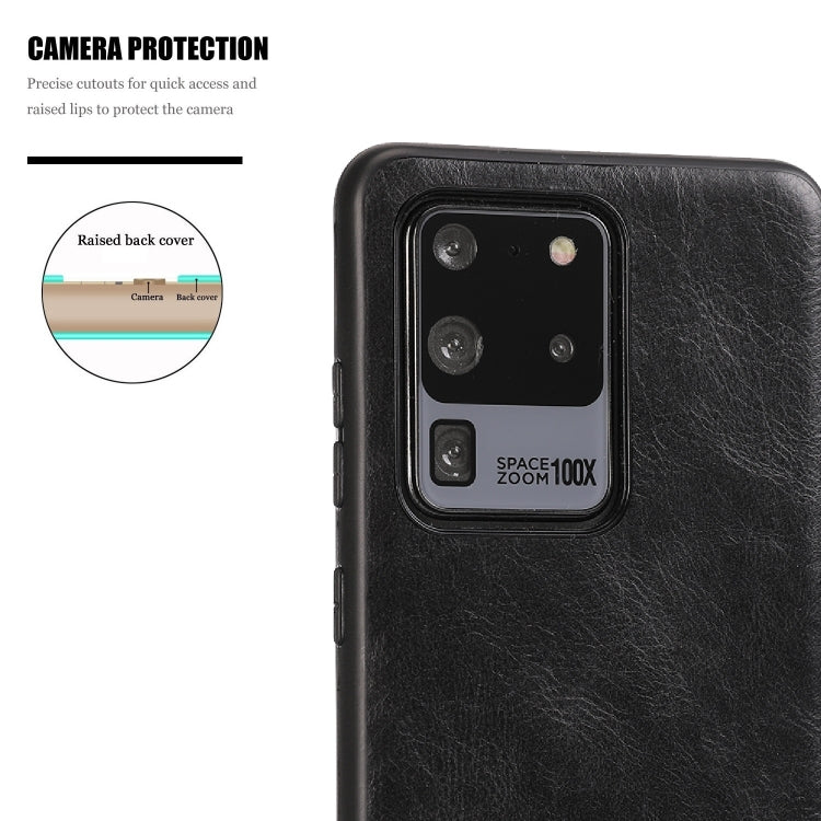 For Samsung Galaxy S20 Ultra Crazy Horse Textured Calfskin PU+PC+TPU Case