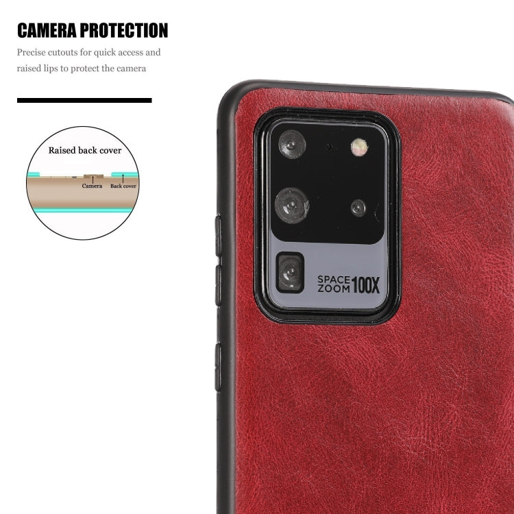 For Samsung Galaxy S20 Ultra Crazy Horse Textured Calfskin PU+PC+TPU Case