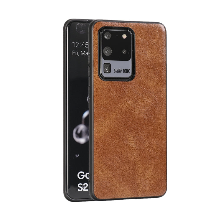 For Samsung Galaxy S20 Ultra Crazy Horse Textured Calfskin PU+PC+TPU Case