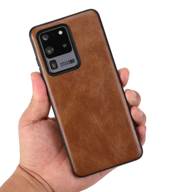 For Samsung Galaxy S20 Ultra Crazy Horse Textured Calfskin PU+PC+TPU Case