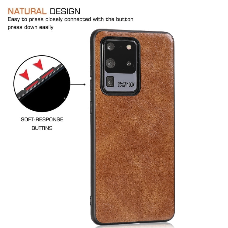 For Samsung Galaxy S20 Ultra Crazy Horse Textured Calfskin PU+PC+TPU Case