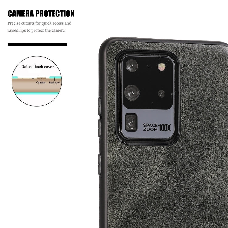 For Samsung Galaxy S20 Ultra Crazy Horse Textured Calfskin PU+PC+TPU Case