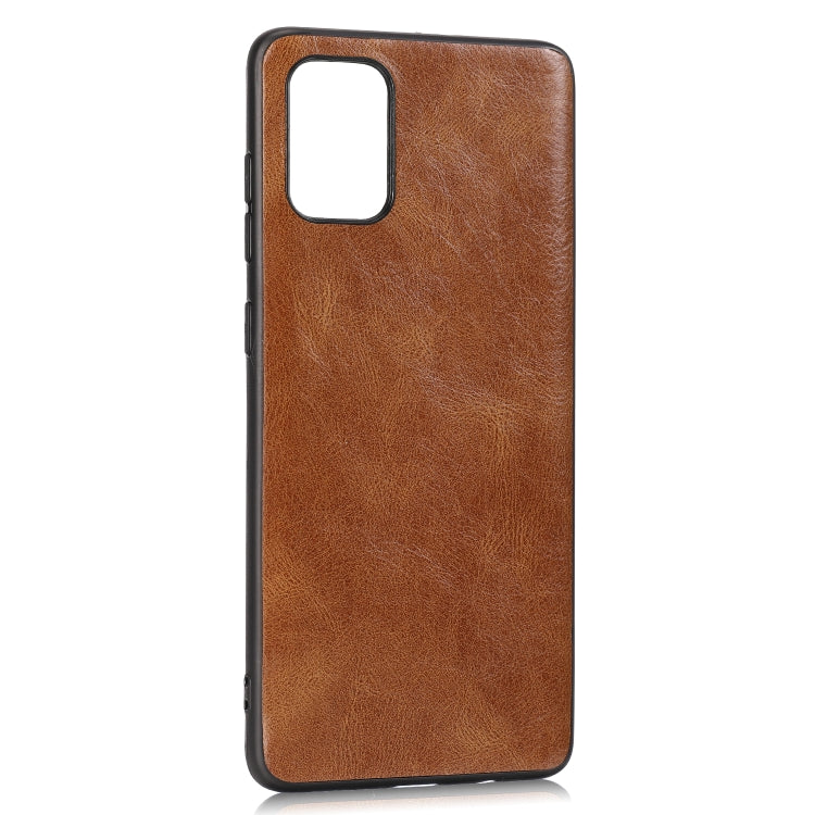 For Samsung Galaxy A71 Crazy Horse Textured Calfskin PU+PC+TPU Case
