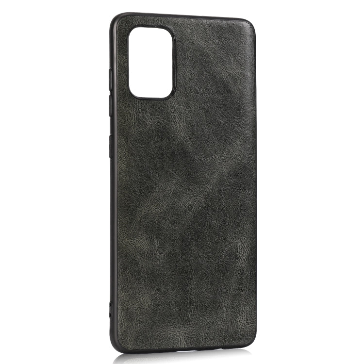 For Samsung Galaxy A71 Crazy Horse Textured Calfskin PU+PC+TPU Case