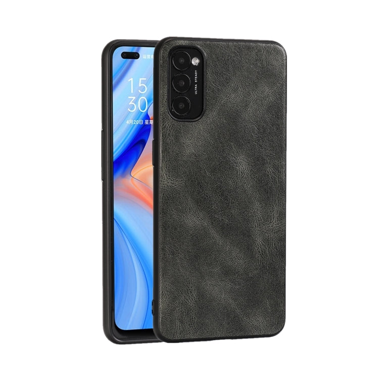 For OPPO Reno4 Pro Crazy Horse Textured Calfskin PU+PC+TPU Case