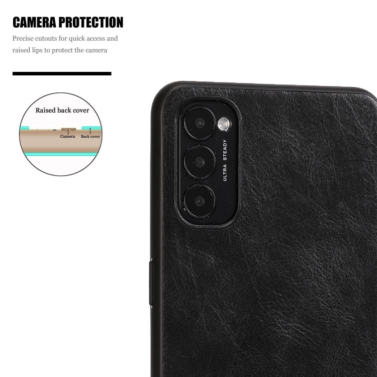 For OPPO Reno4 Crazy Horse Textured Calfskin PU+PC+TPU Case