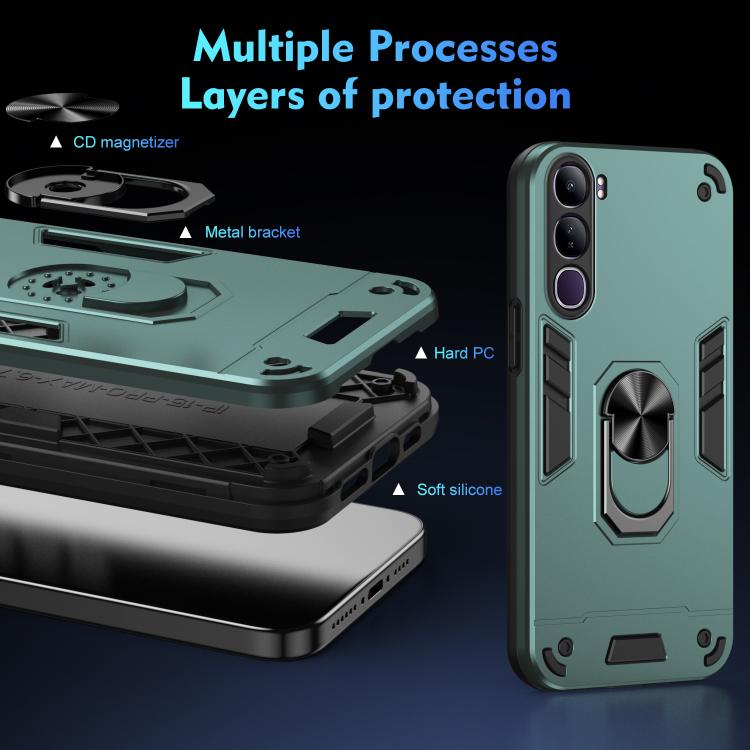 For vivo V40 Lite 5G IDN Shockproof Metal Ring Holder Phone Case