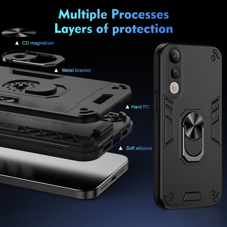 For vivo V50 Lite 5G Shockproof Metal Ring Holder Phone Case