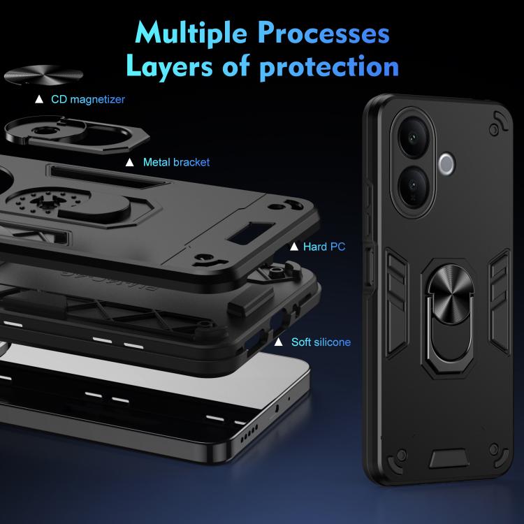 For vivo V60 Lite 5G / 4G Shockproof Metal Ring Holder Phone Case