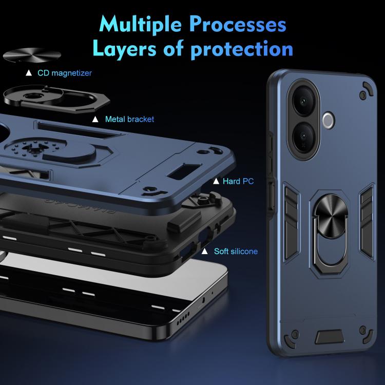 For vivo V60 Lite 5G / 4G Shockproof Metal Ring Holder Phone Case