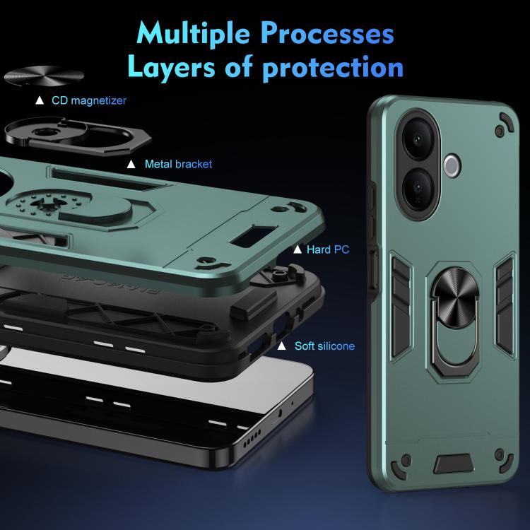 For vivo V60 Lite 5G / 4G Shockproof Metal Ring Holder Phone Case