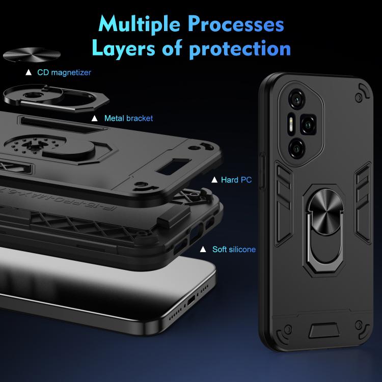 For Honor 300 Pro Shockproof Metal Ring Holder Phone Case