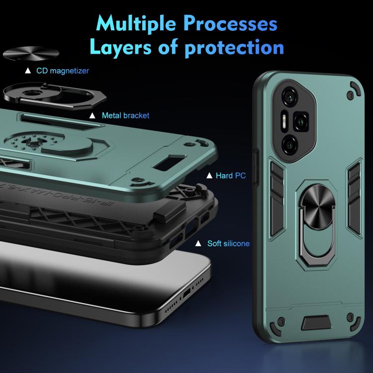 For Honor 300 Pro Shockproof Metal Ring Holder Phone Case