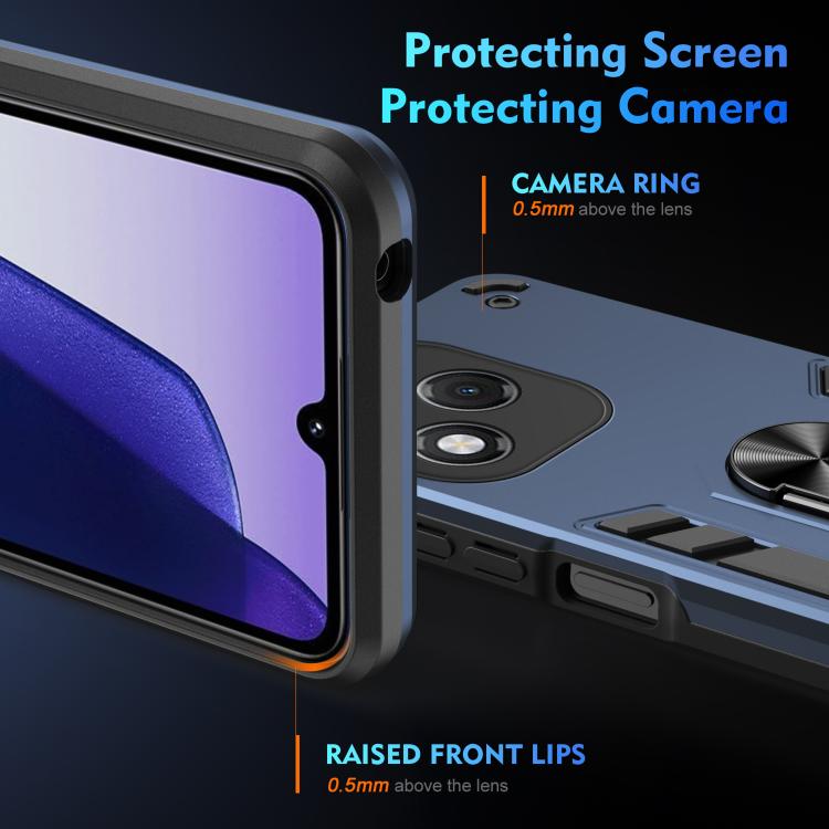 For Honor 400 Lite Global Shockproof Metal Ring Holder Phone Case