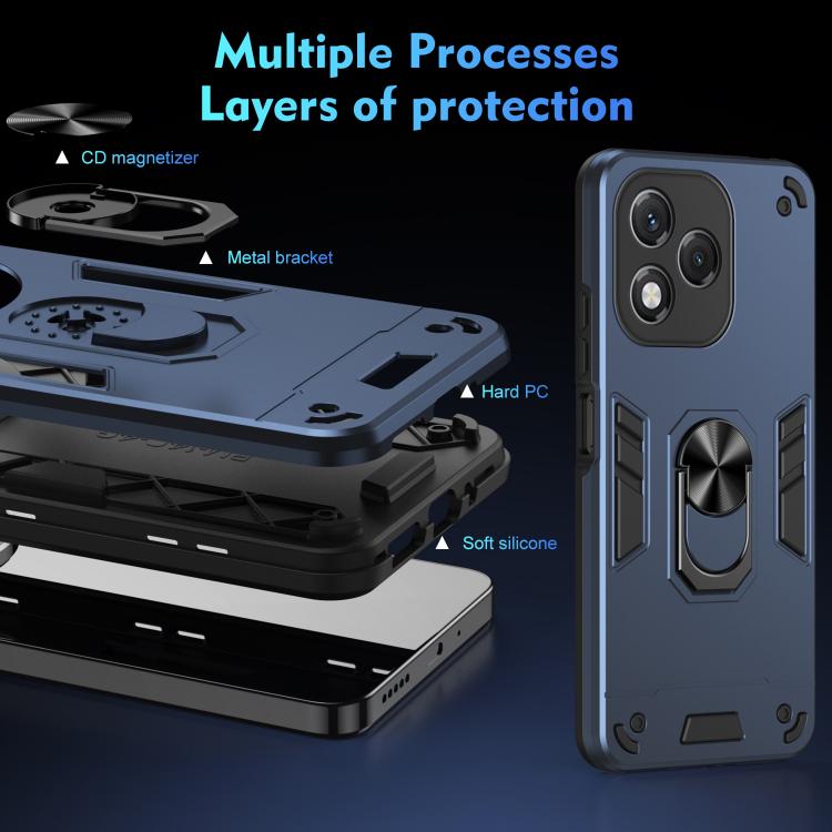 For Honor 400 Lite Global Shockproof Metal Ring Holder Phone Case