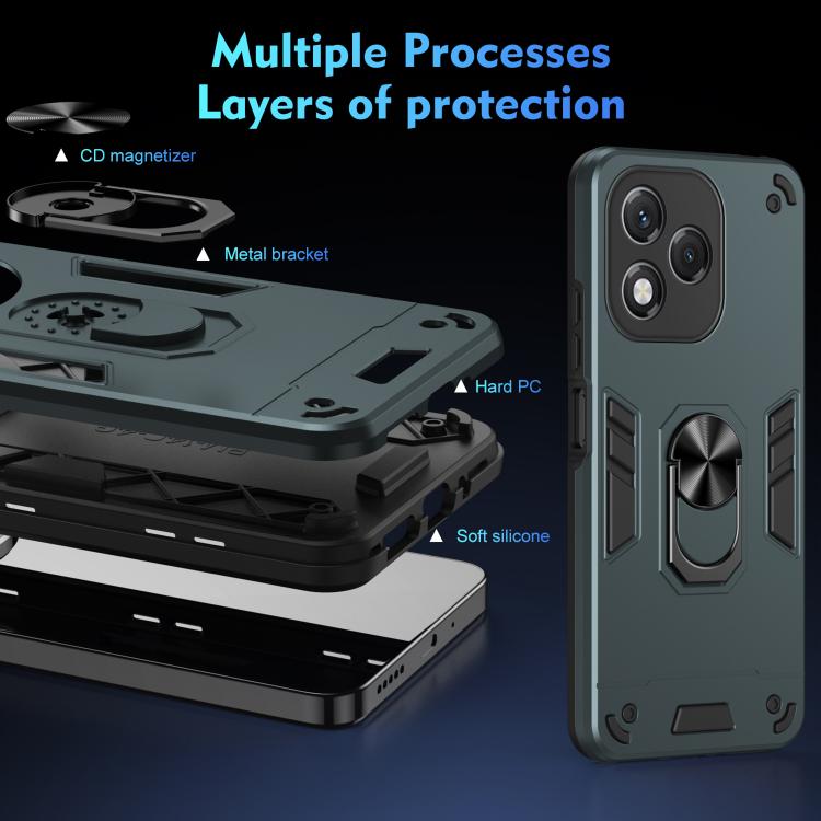 For Honor 400 Lite Global Shockproof Metal Ring Holder Phone Case