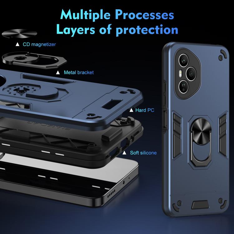 For Honor 400 Pro Global 160.8mm Shockproof Metal Ring Holder Phone Case