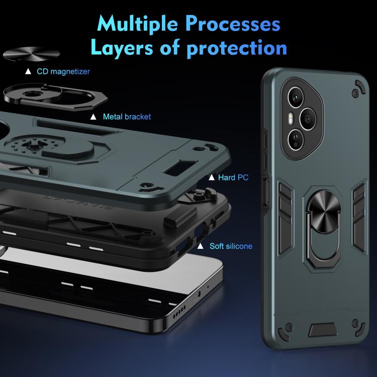 For Honor 400 Pro Global 160.8mm Shockproof Metal Ring Holder Phone Case