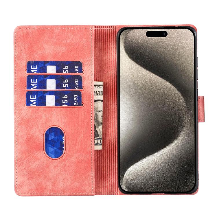 For iPhone 17 Pro Max Pen Heart Cat Embossed Leather Phone Case