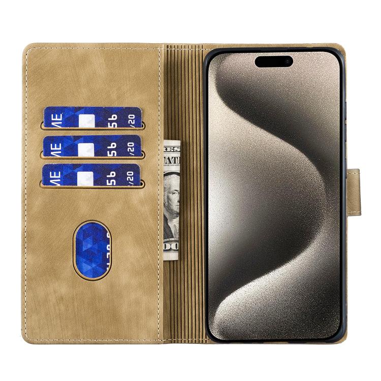 For iPhone 17 Pro Pen Heart Cat Embossed Leather Phone Case