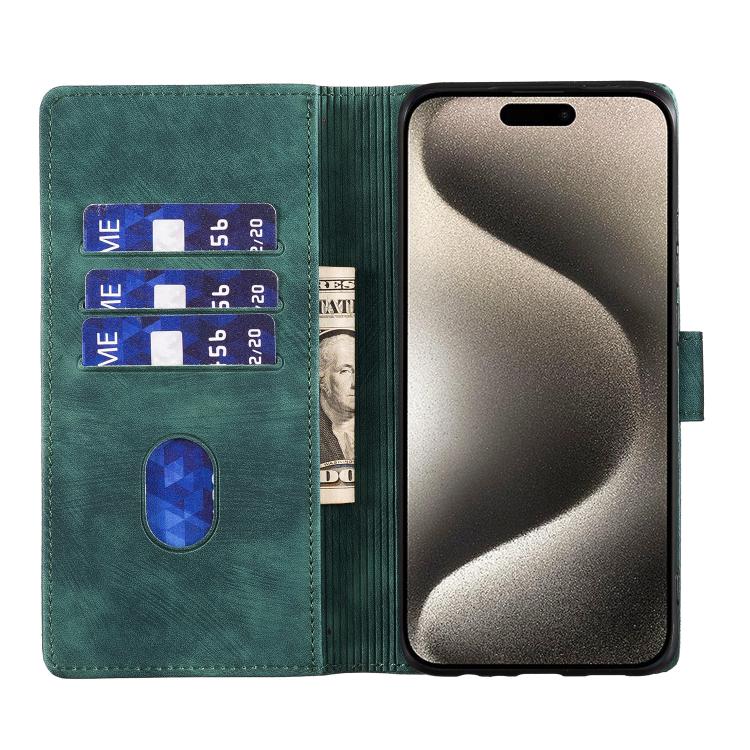 For iPhone 17 Pro Pen Heart Cat Embossed Leather Phone Case