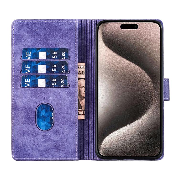 For iPhone Air Pen Heart Cat Embossed Leather Phone Case