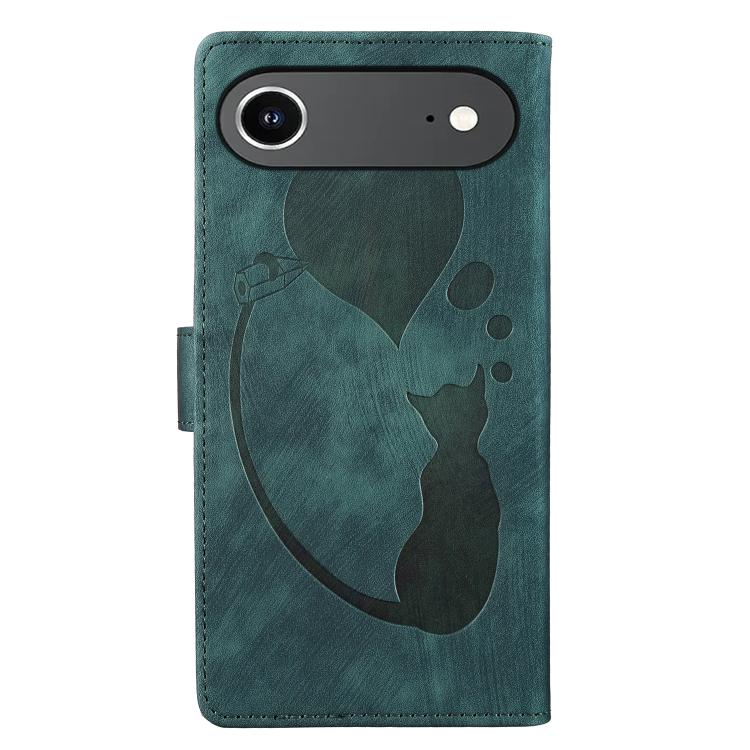 For iPhone Air Pen Heart Cat Embossed Leather Phone Case