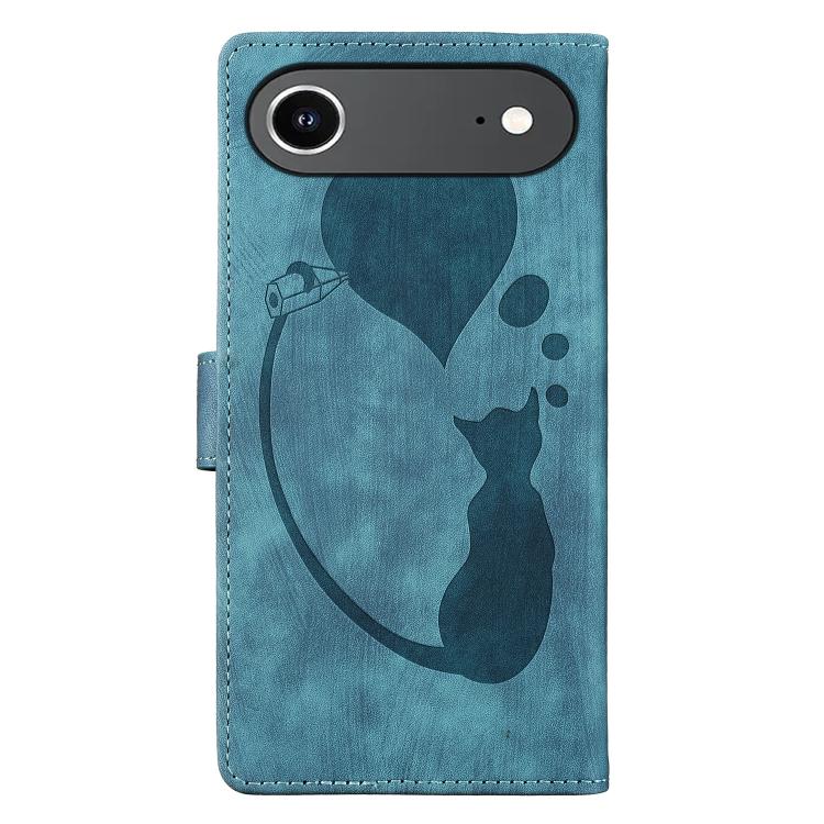 For iPhone Air Pen Heart Cat Embossed Leather Phone Case
