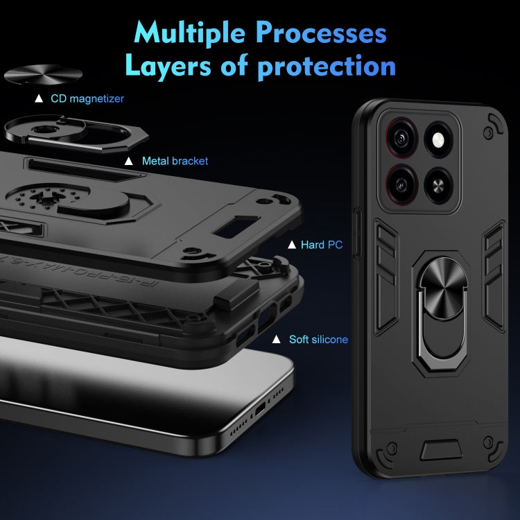 For ZTE Blade A35 / A55 Shockproof Metal Ring Holder Phone Case