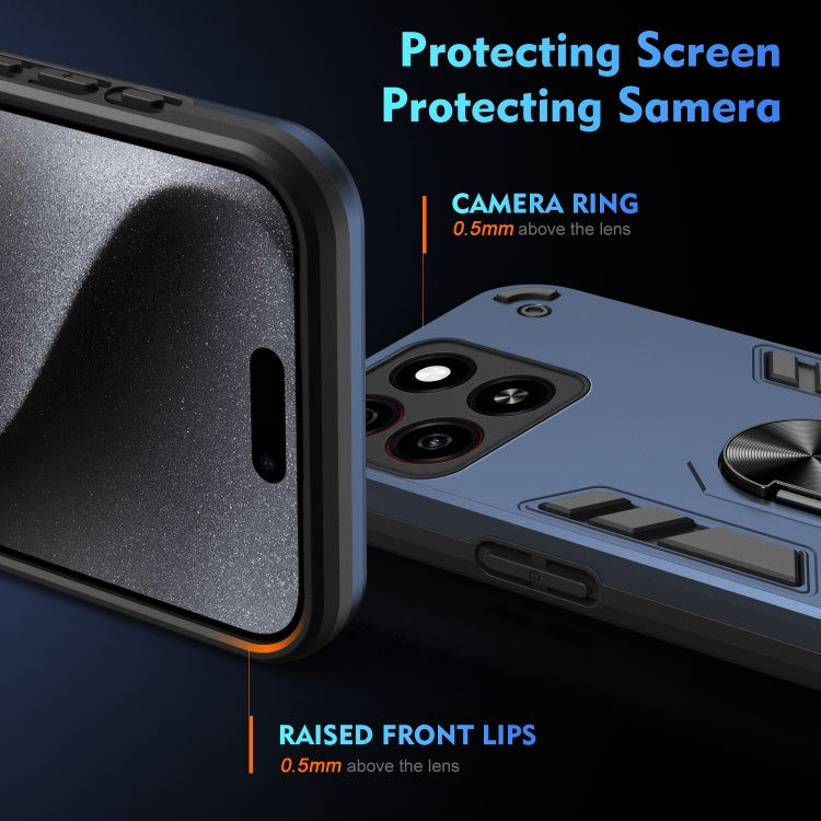 For ZTE Blade A35 / A55 Shockproof Metal Ring Holder Phone Case