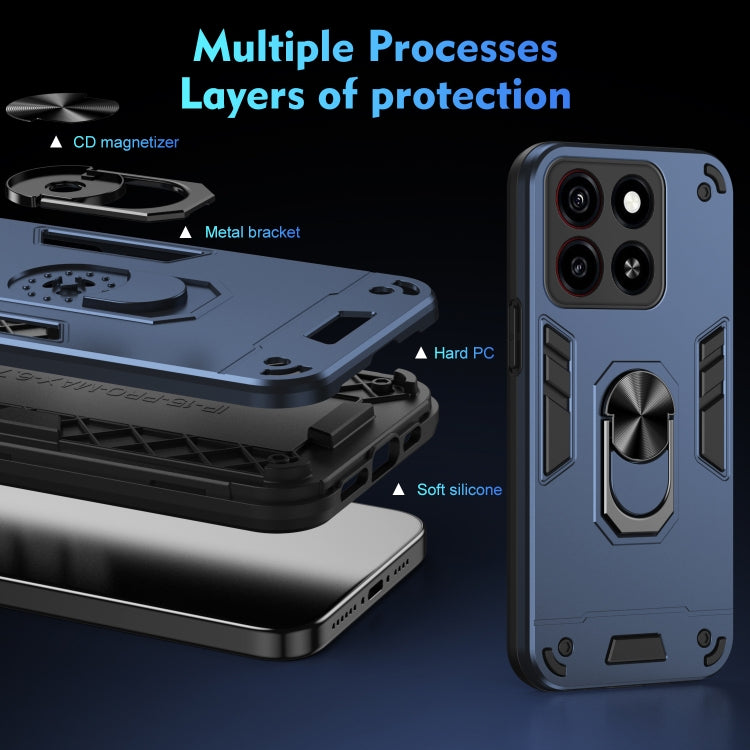 For ZTE Blade A35 / A55 Shockproof Metal Ring Holder Phone Case