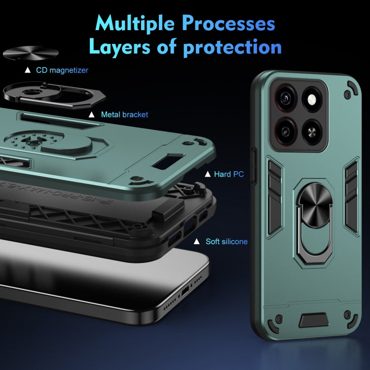 For ZTE Blade A35 / A55 Shockproof Metal Ring Holder Phone Case