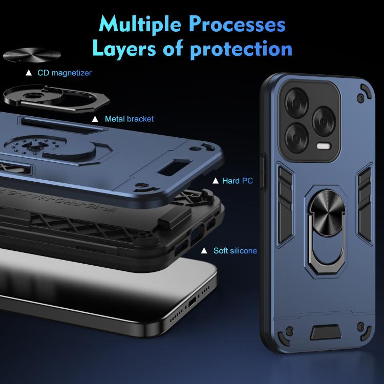 For ZTE Blade V70 Vita Shockproof Metal Ring Holder Phone Case