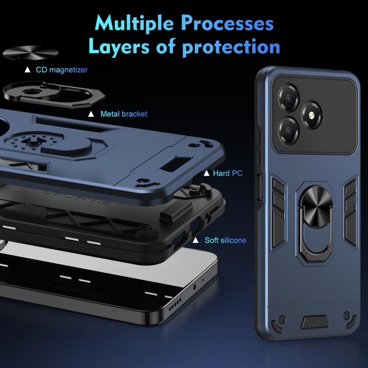For ZTE Blade A36 4G Shockproof Metal Ring Holder Phone Case