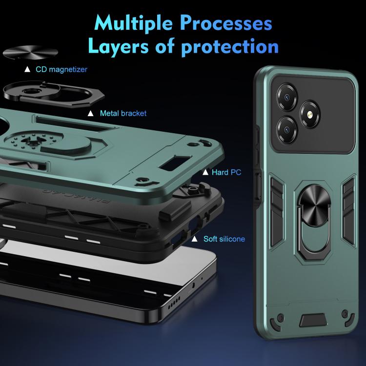 For ZTE Blade A36 4G Shockproof Metal Ring Holder Phone Case