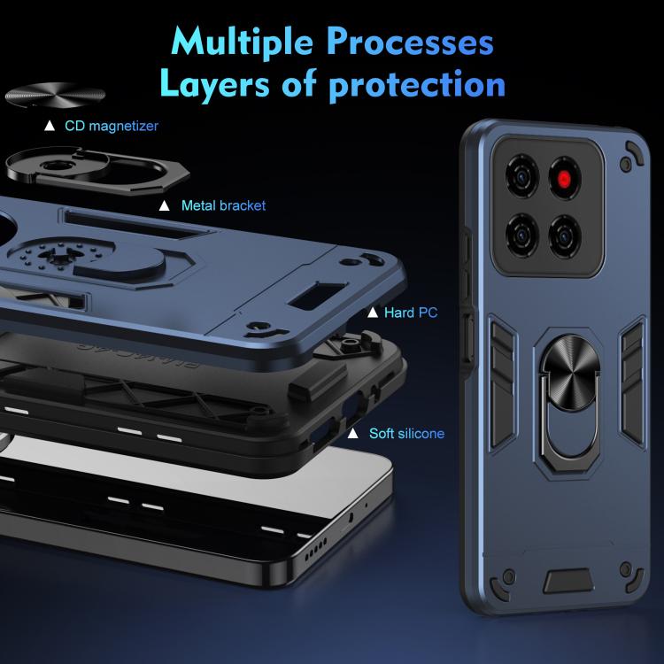 For ZTE Blade A56 4G Shockproof Metal Ring Holder Phone Case