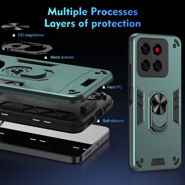 For ZTE Blade A56 4G Shockproof Metal Ring Holder Phone Case