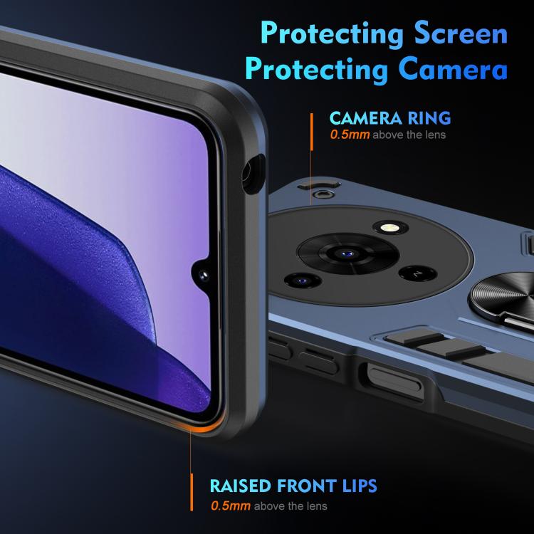 For ZTE Blade A76 4G Shockproof Metal Ring Holder Phone Case