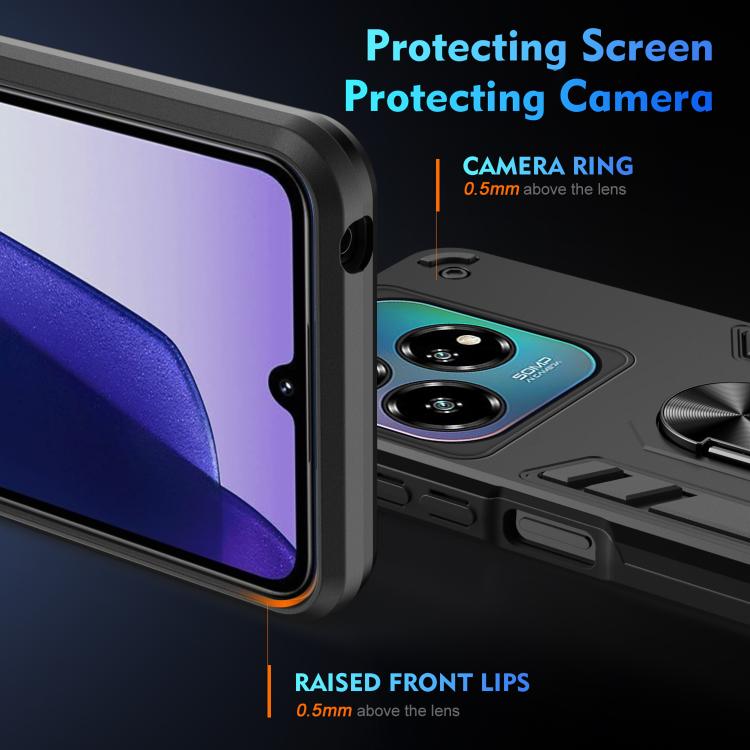 For ZTE Blade A75 4G Shockproof Metal Ring Holder Phone Case