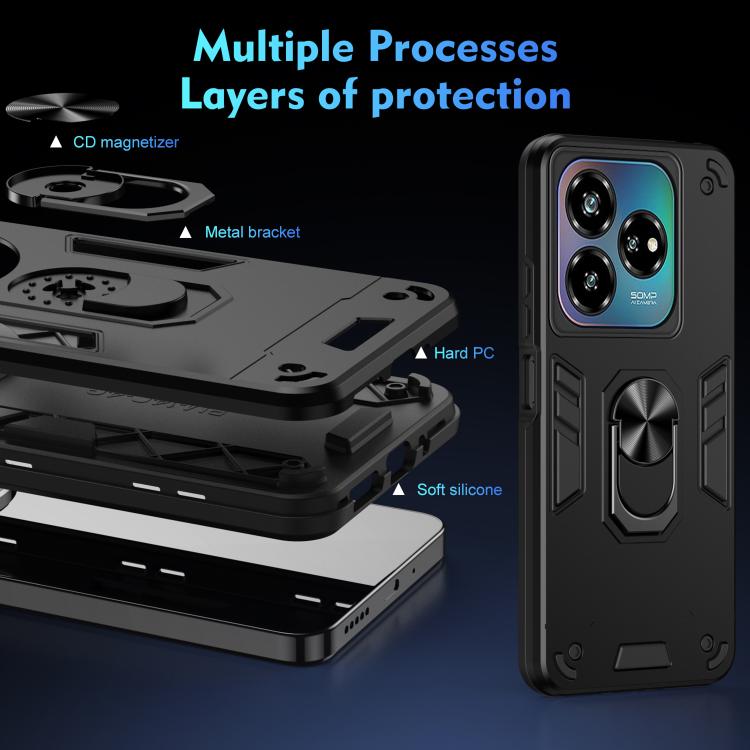 For ZTE Blade A75 4G Shockproof Metal Ring Holder Phone Case
