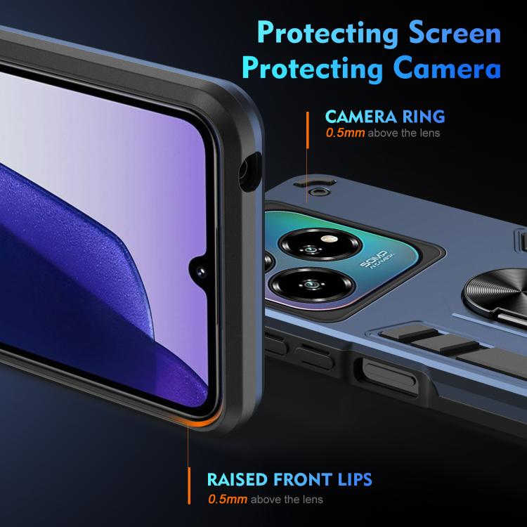 For ZTE Blade A75 4G Shockproof Metal Ring Holder Phone Case