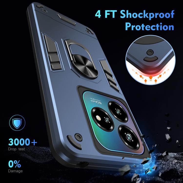 For ZTE Blade A75 4G Shockproof Metal Ring Holder Phone Case