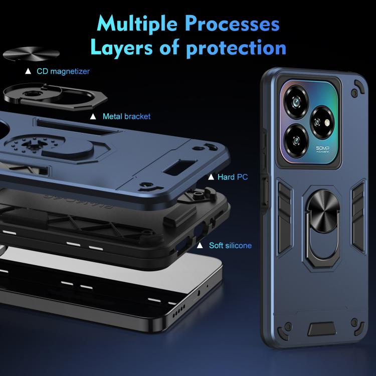 For ZTE Blade A75 4G Shockproof Metal Ring Holder Phone Case